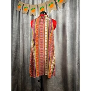 Ppla Chalco Swing Dress Sleeveless Halter High Neckline Multicolor Boho Sz M